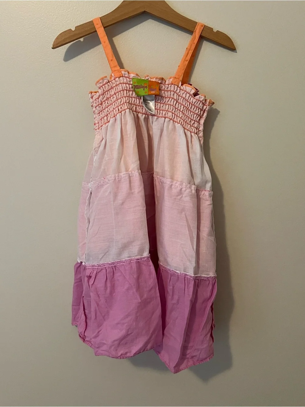 Penelope Mack | 100% Cotton Orange Pink Purple Tiered Sundress Summer Sz 4T